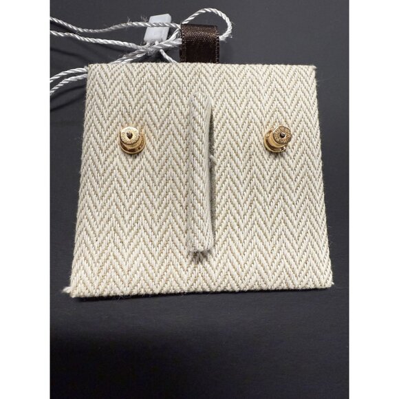 Hermès H Mini Hoop Earrings Gold & White Enamel With Drawstring Pouch - Picture 2 of 9